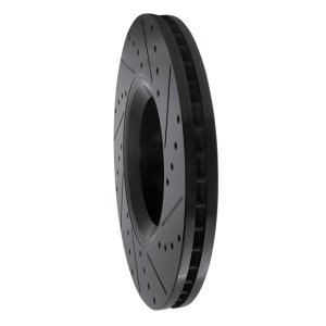 Audi A6 Quattro Brake Rotor (1) - Front Left - R1 Concepts - Drilled & Slotted - Black - `05-`11